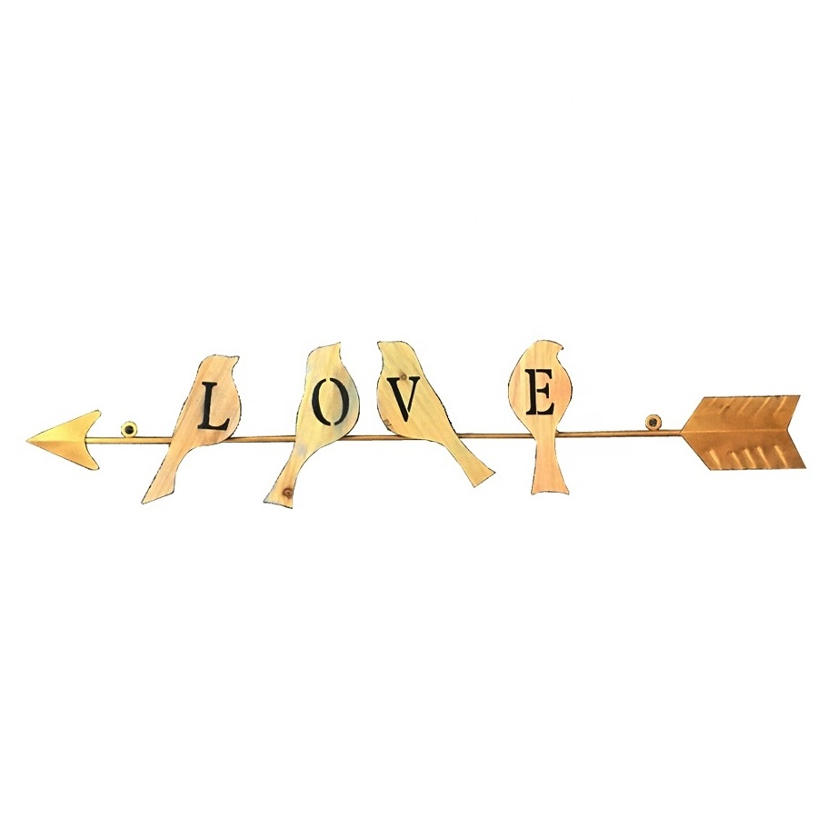 Arrow bird word gold metal wall decor