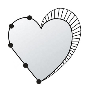 2023 New design Minimalist 3D wire Metal Decor  Bathroom Wall Art For Living Room Decoration Heart Mirror