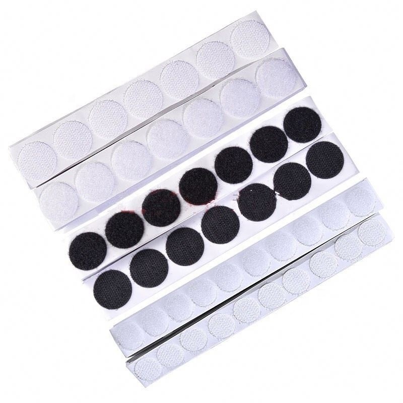 white color hook and loop dot with adhesive tape sticky coin for photo frame sticker