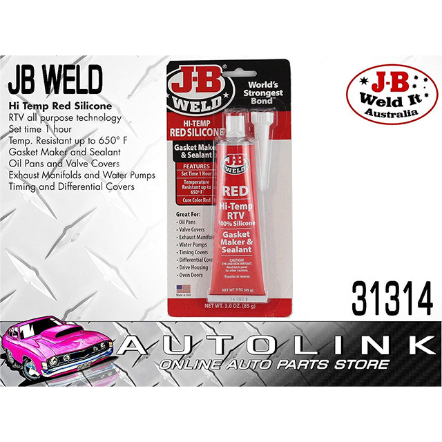 J-B Weld 31314 High Temperature RTV Silicone Gasket Maker and Sealant - Red - 3 oz.