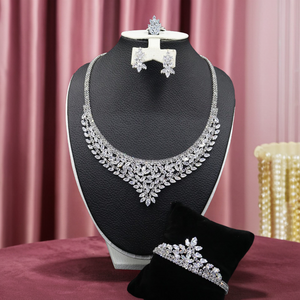 Dazzling Harmony: A Symphony of Cubic Zirconia, White Stones, and Silver Plating in Exquisite Jewelry Set