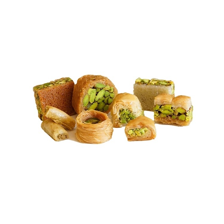 Custom Whole Halal Baklawa Sweets Factory Pistachio Cashew Orientals Pistachio Cashew Milk Nut Biscuit Chocolate Candy Bar