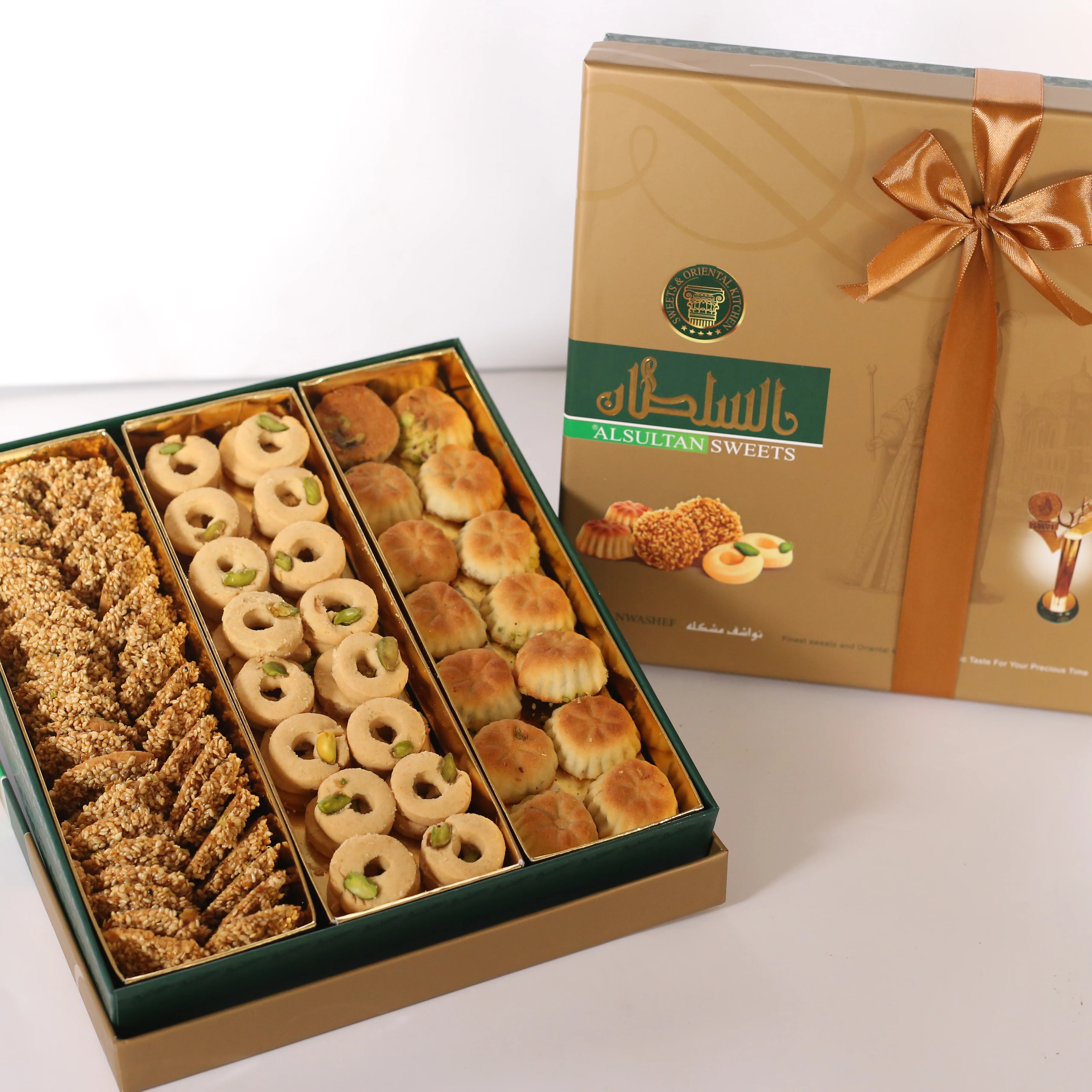 Buy In Bulk Al Sultan Sweets Nawashef Mixed 750 gm Maamoul, Barazek and Ghariba. Snacks Halva Serving Cookie Baklava Making