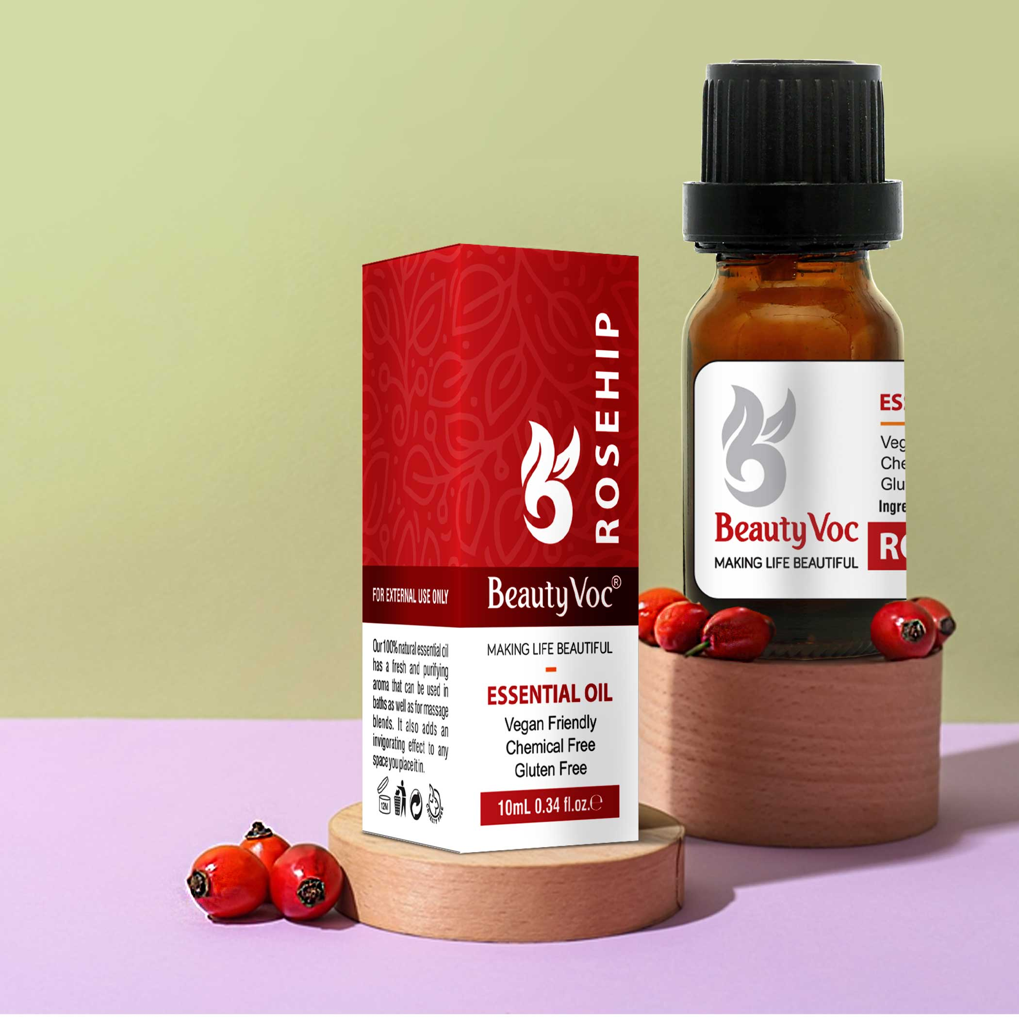 Nourish your skin with Beauty Voc Rosehip Essential Oil. Packed with antioxidants and vitamins