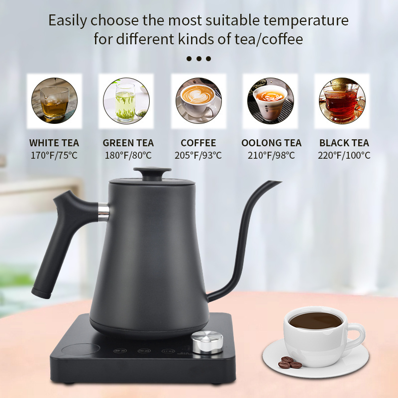 New design 304 stainless steel 1.0L household appliances electrical fast boil digital gooseneck kettle mini electric kettle