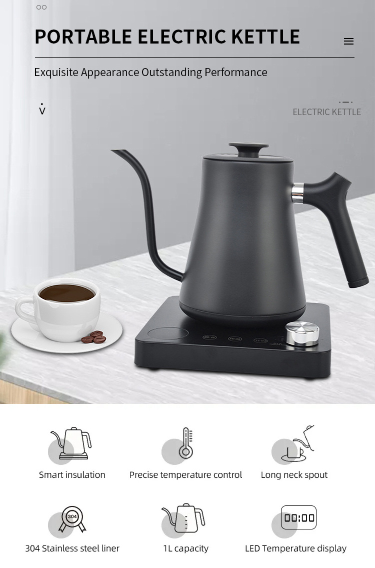 Wholesale kettle electric home appliance stainless steel electric kettle for coffee and tea electric gooseneck kettle