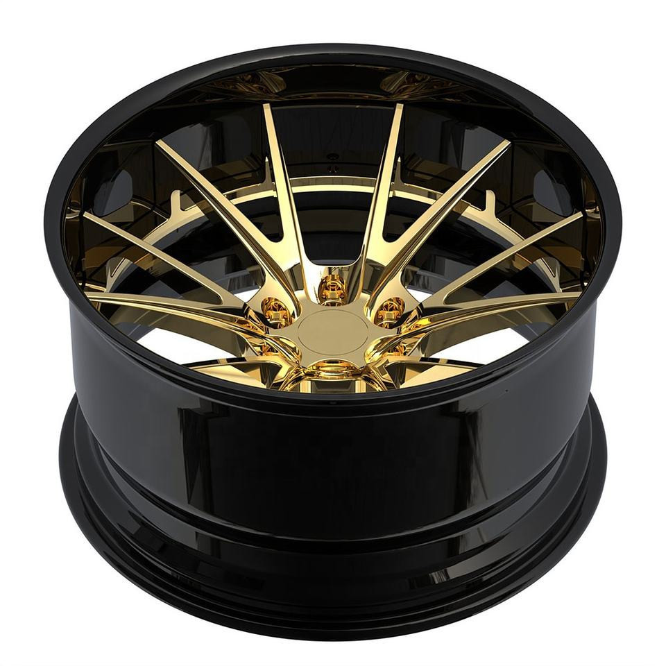 Gloss Black And Gold Custom Deep Dish Rims 5 Star Spoke 19 Forged Alloy Wheels Aluminium Rim For Cars