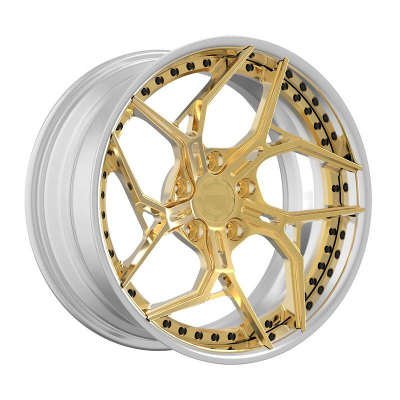 Gloss Black And Gold Custom Deep Dish Rims 5 Star Spoke 19 Forged Alloy Wheels Aluminium Rim For Cars