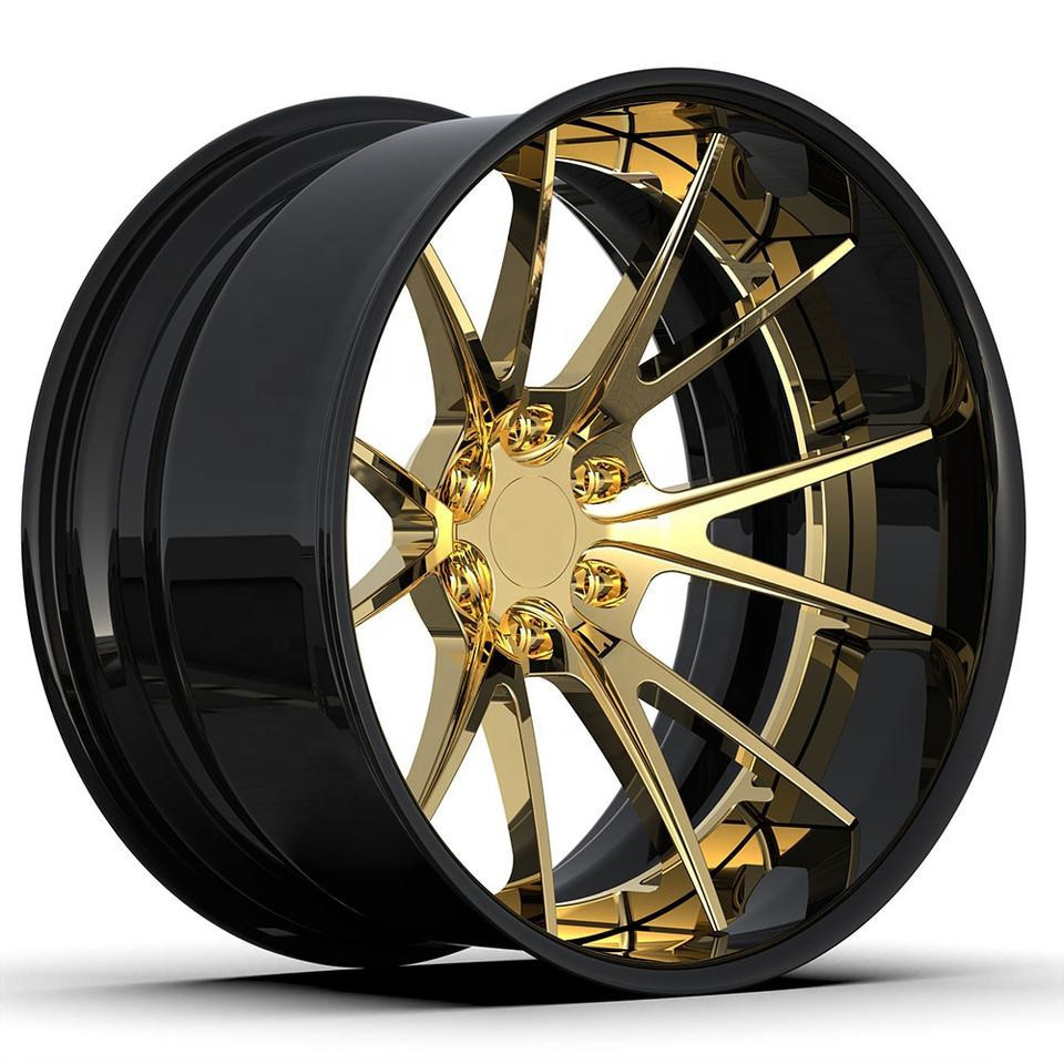 Gloss Black And Gold Custom Deep Dish Rims 5 Star Spoke 19 Forged Alloy Wheels Aluminium Rim For Cars