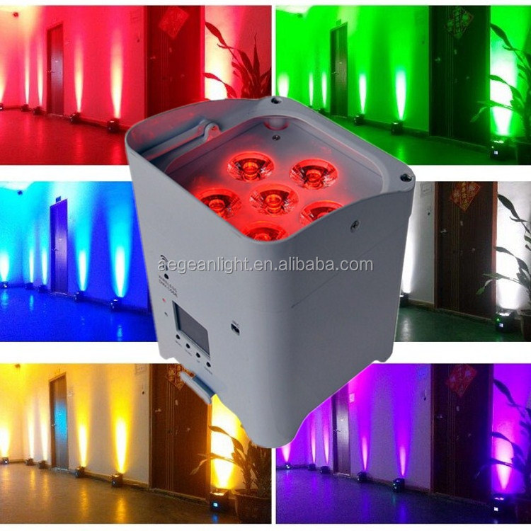 Battery Powered 6x15w rgbwa uv LED PAR Light With Wireless 2.4G Wifi Cellphone Control