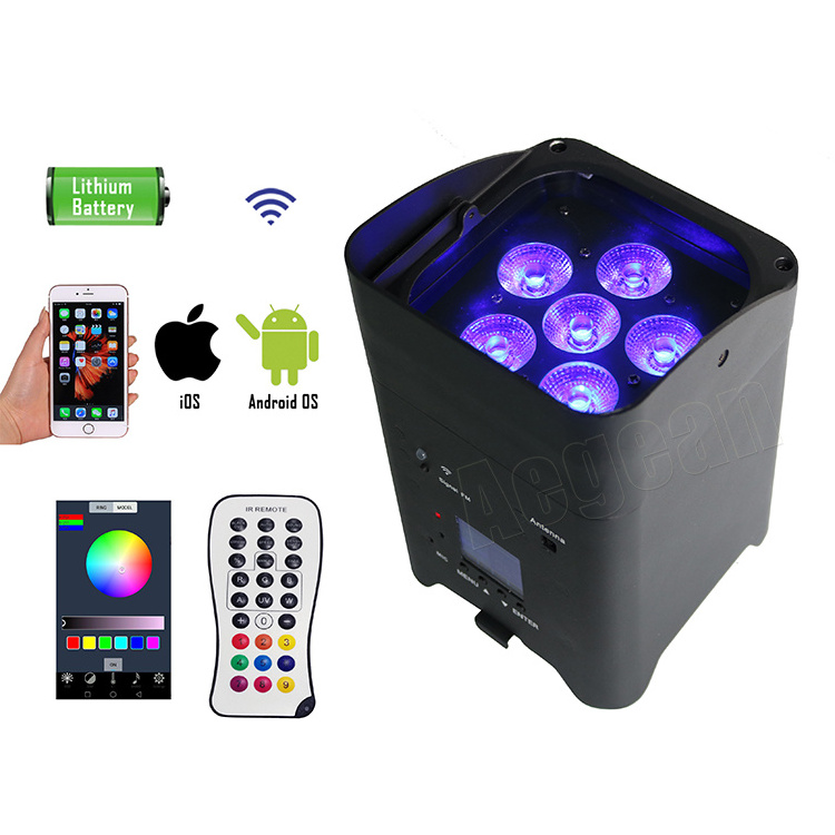 6X15W Rgbwa Uv 6In1 Battery Powered Uplight Wireless Led Par Light For Dj Disco Event