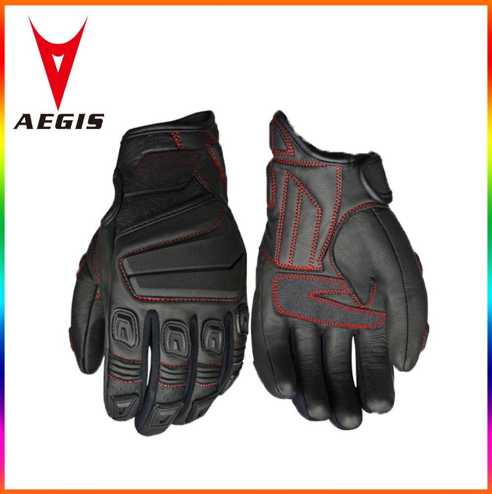 Goat skin motorbike gloves motorcycle with TPR knuckle protection windproof durable outdoor race gloves