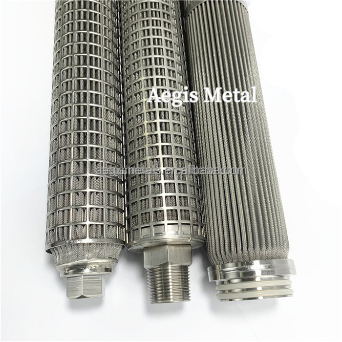 2 Micron Porous Cylinder Tube Filter 304 316 316L Stainless Steel Pleated Wire Mesh Filter Cartridge