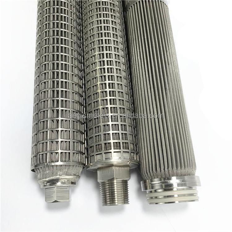 2 Micron Porous Cylinder Tube Filter 304 316 316L Stainless Steel Pleated Wire Mesh Filter Cartridge