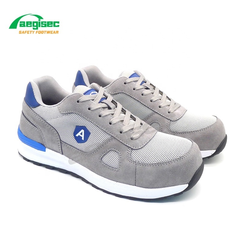 AEGISEC sport safety shoes anti slip working boots suede leather safety jogger shoes composite toe