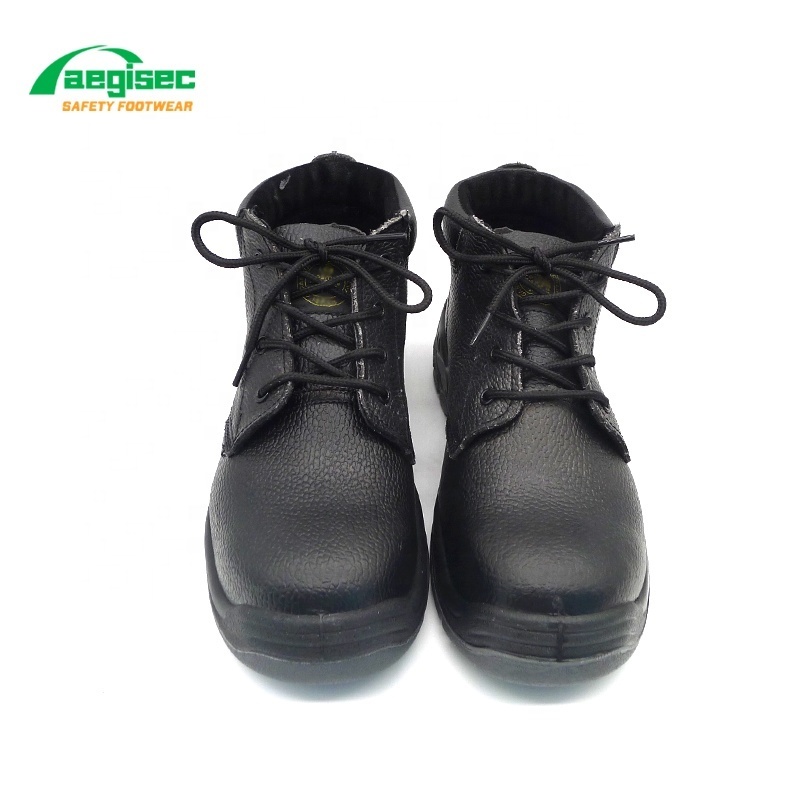 AEGISEC safety shoes steel toe cap oil slip resistant genuine leather upper PU sole work safety boots for men