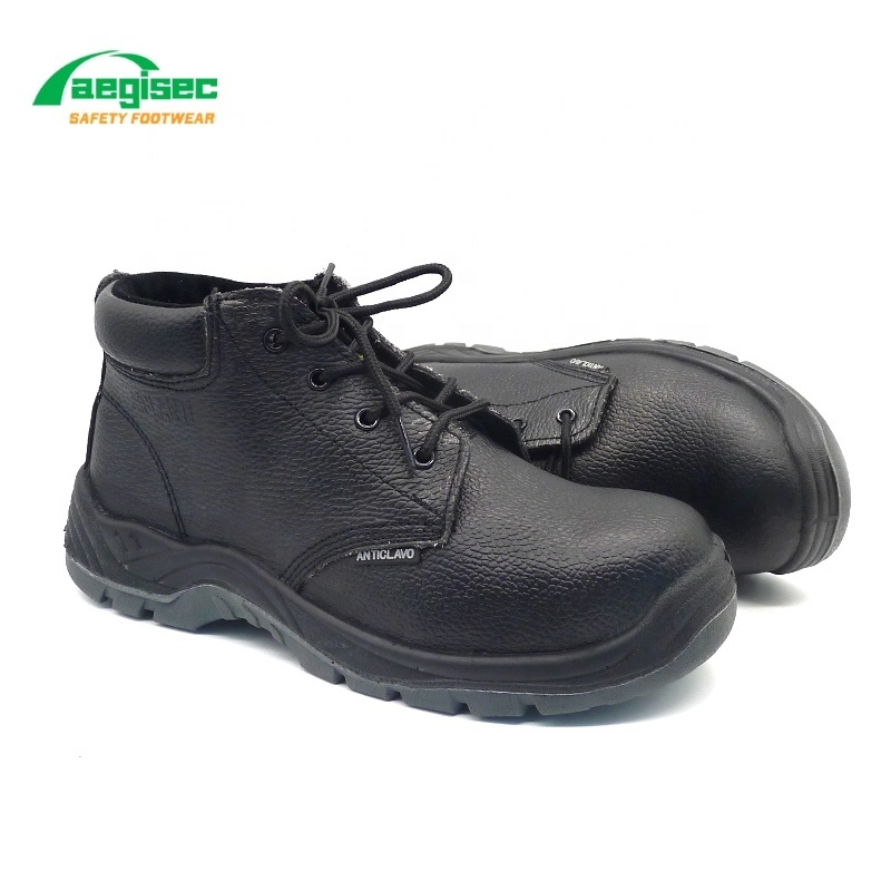 AEGISEC safety shoes steel toe cap oil slip resistant genuine leather upper PU sole work safety boots for men