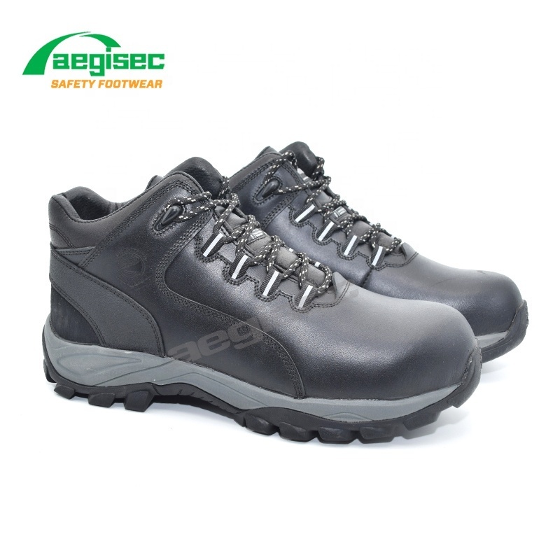 AEGISEC cow leather lace up work boots slip oil resistant safety shoes insulated hiking safety toe boots