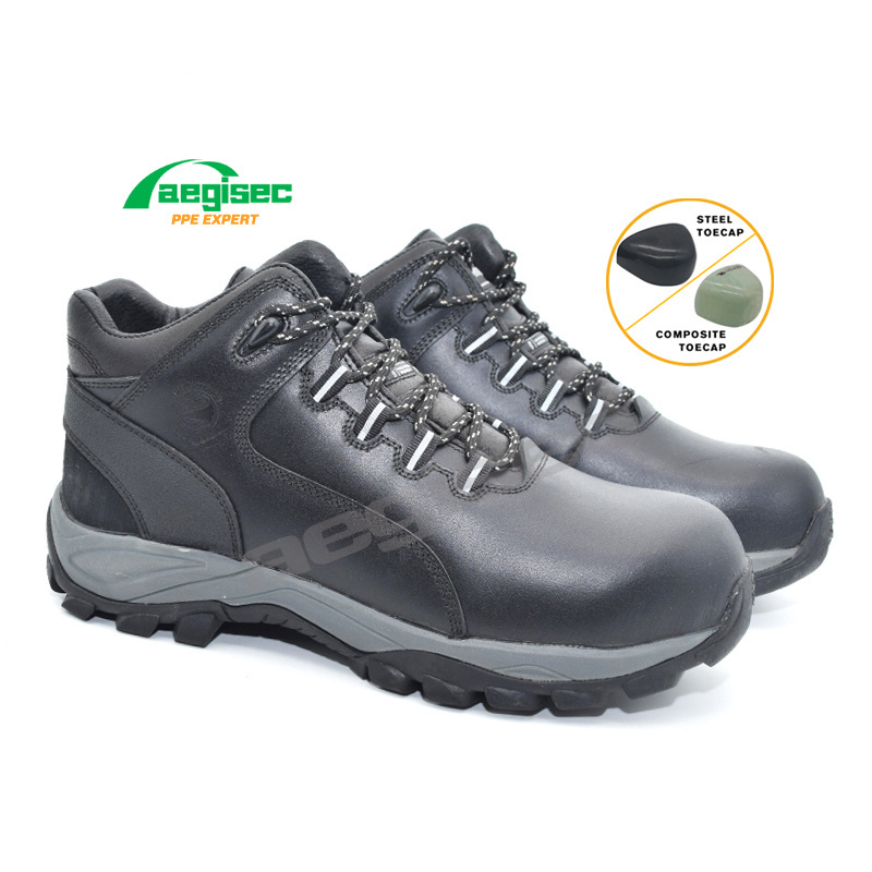 AEGISEC cow leather lace up work boots slip oil resistant safety shoes insulated hiking safety toe boots