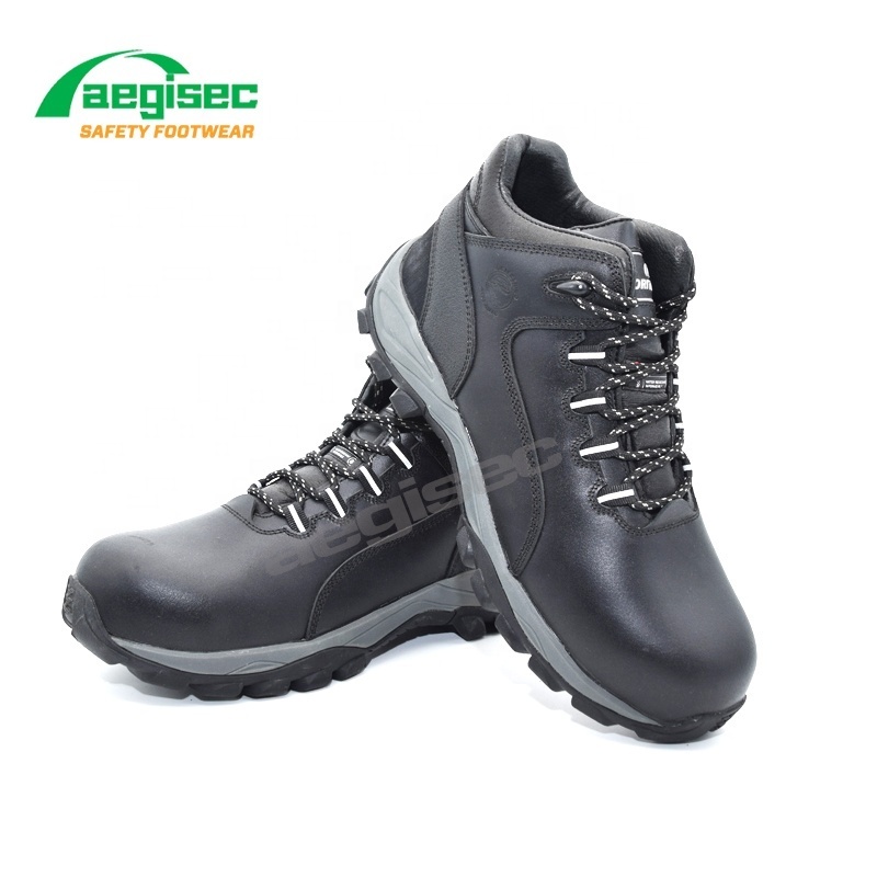 AEGISEC cow leather lace up work boots slip oil resistant safety shoes insulated hiking safety toe boots