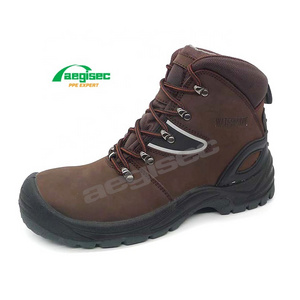 AEGISEC cheap price safety shoes nubuck slip oil resistant PU sole safety boots anti static steel toe working boots for men