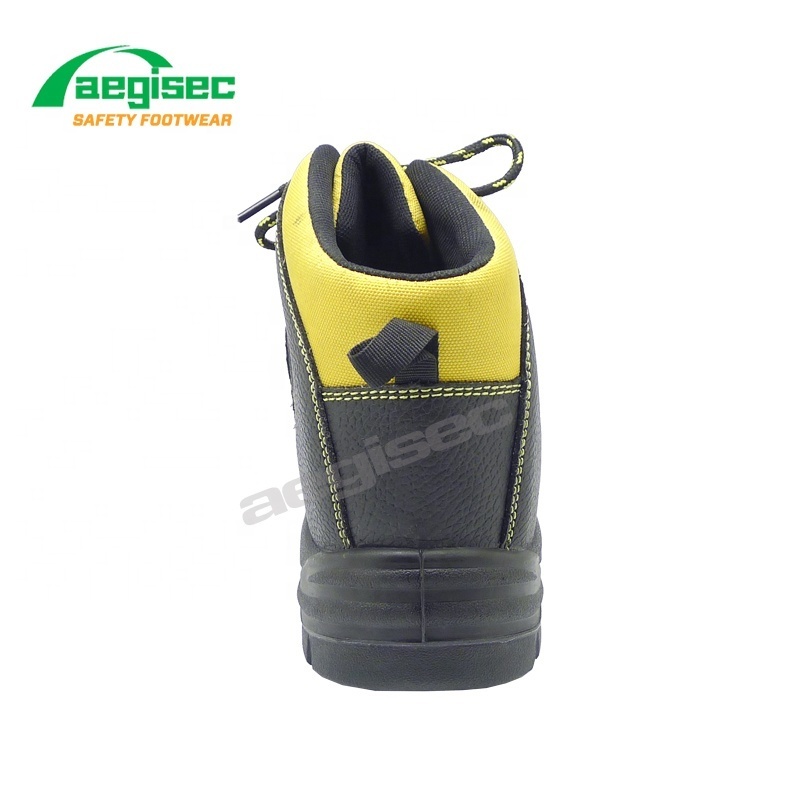 AEGISEC CE standard oil slip resistant PU sole safety shoes steel toe cap cow leather metallic plate shoes men work safety boots