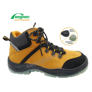 AEGISEC nubuck leather composite toe cap safety work boot anti slip TPU outsole best safety shoes for men