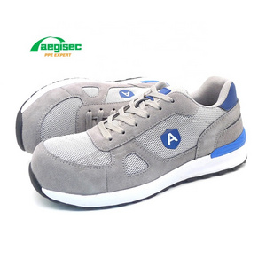 AEGISEC sport safety shoes anti slip working boots suede leather safety jogger shoes composite toe