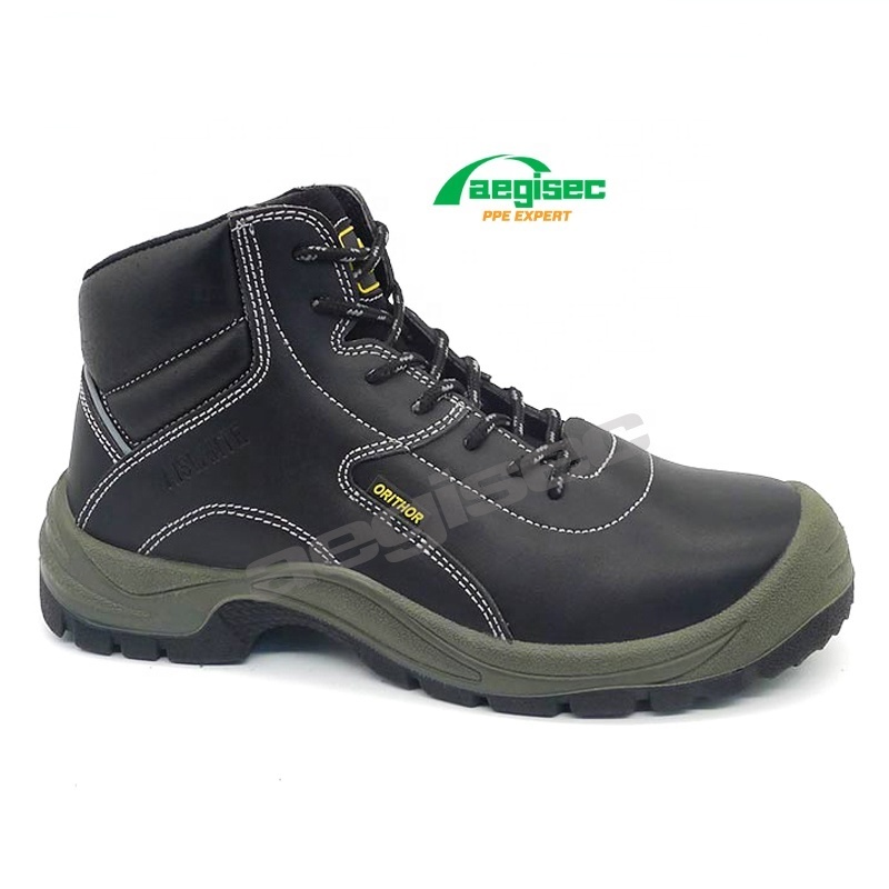 AEGISEC cow leather midi boot height slip oil resistant steel toe safety shoes men work boots