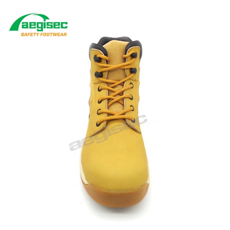 AEGISEC nubuck safety boots with steel toe cap anti-static light weight oil slip resistant rubber sole casual shoes for work