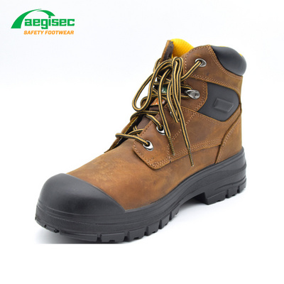 AEGISEC anti slip PU sole steel toe safety shoes crazy horse working boots climbing safety boots calzado de seguridad