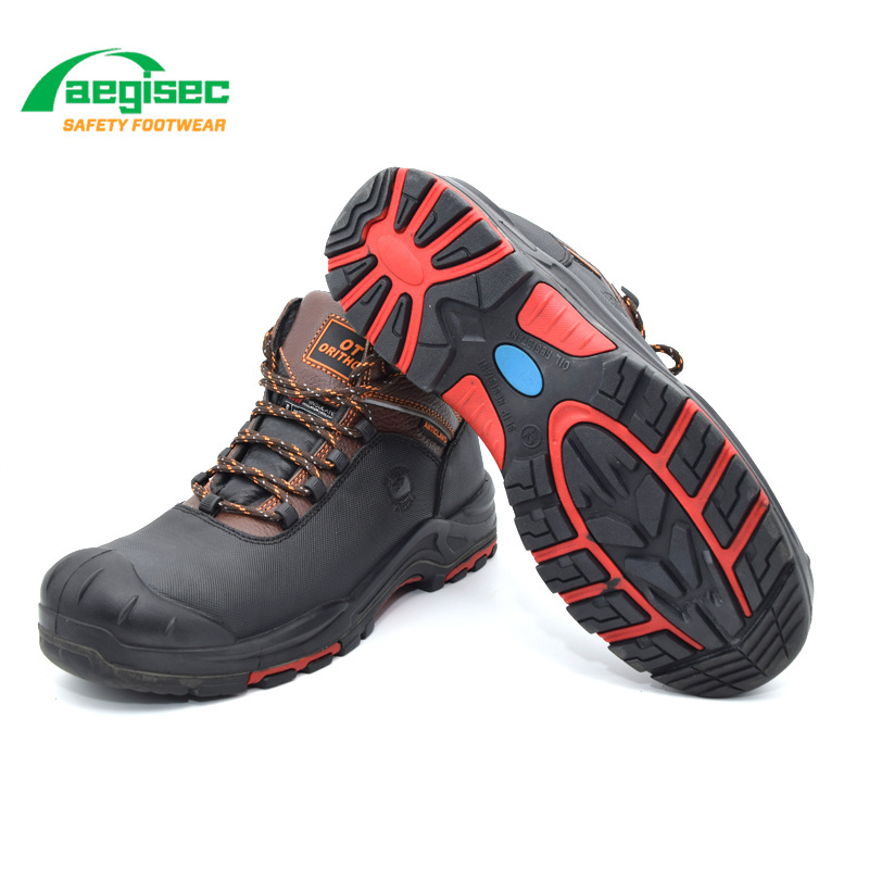 AEGISEC oil slip resistant safety shoes cow leather composite toe prevent puncture industrial working safety boots men