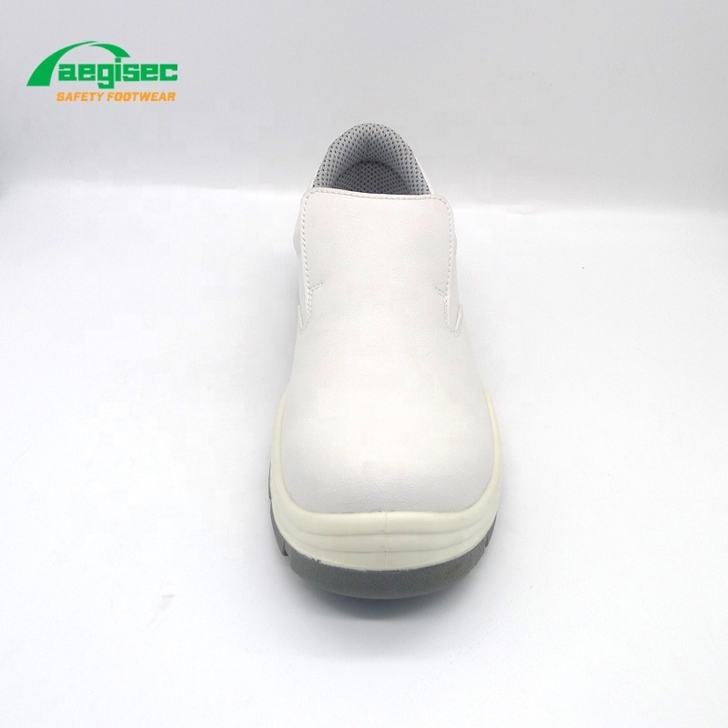 AEGISEC kitchen shoes white microfiber composite toe slip on chef work shoes