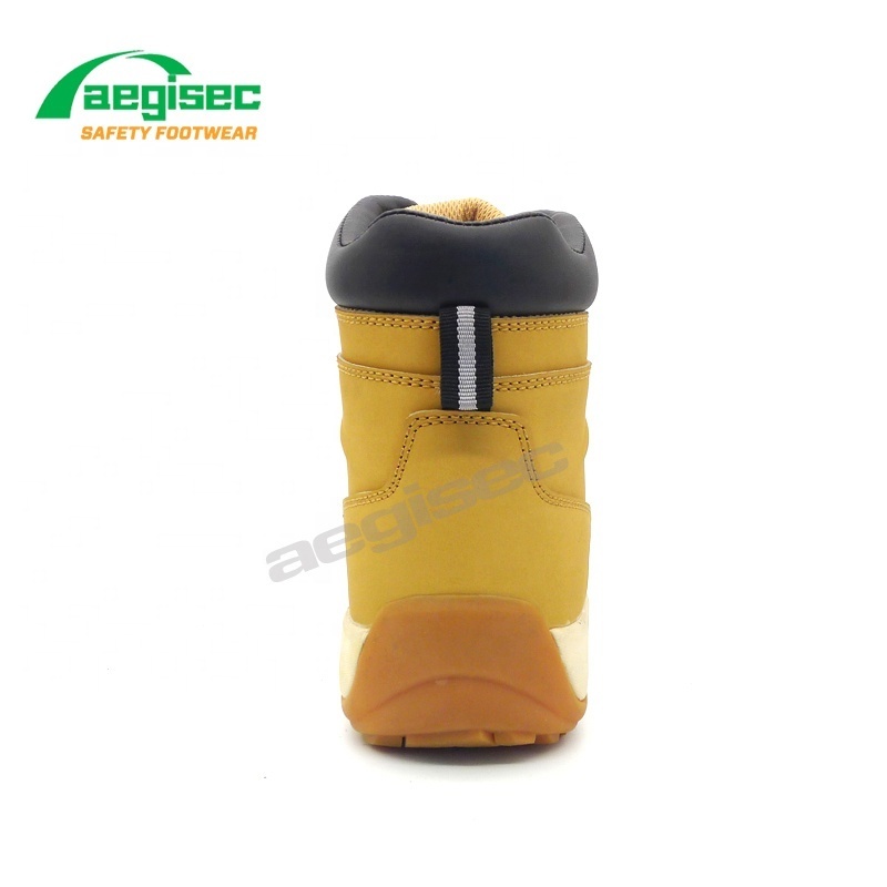 AEGISEC nubuck safety boots with steel toe cap anti-static light weight oil slip resistant rubber sole casual shoes for work