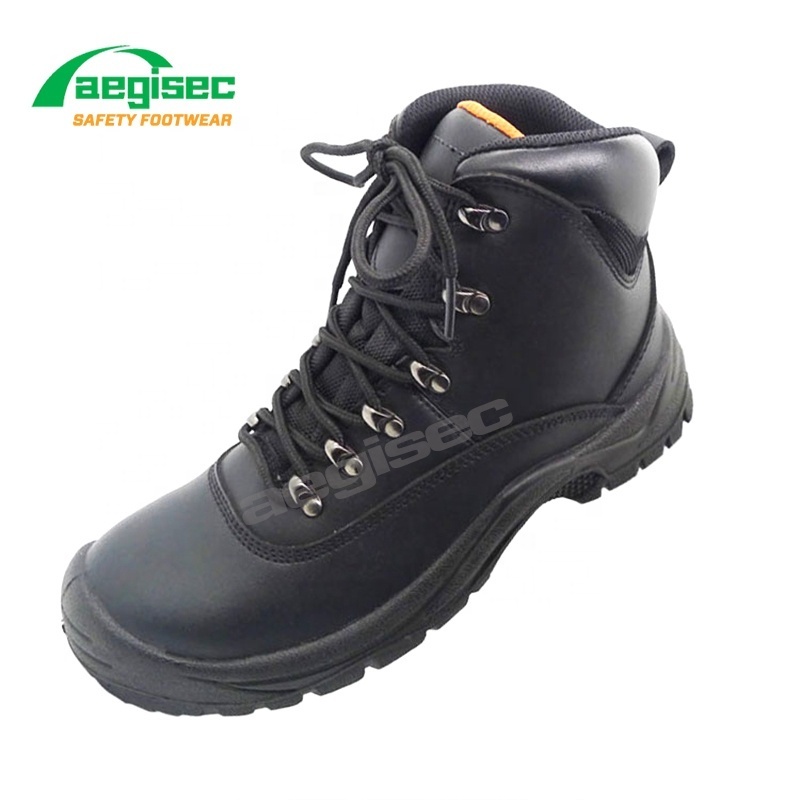 AEGISEC black cow leather slip oil resistant PU sole safety toe bota de seguridad men work safety boots with steel toe cap