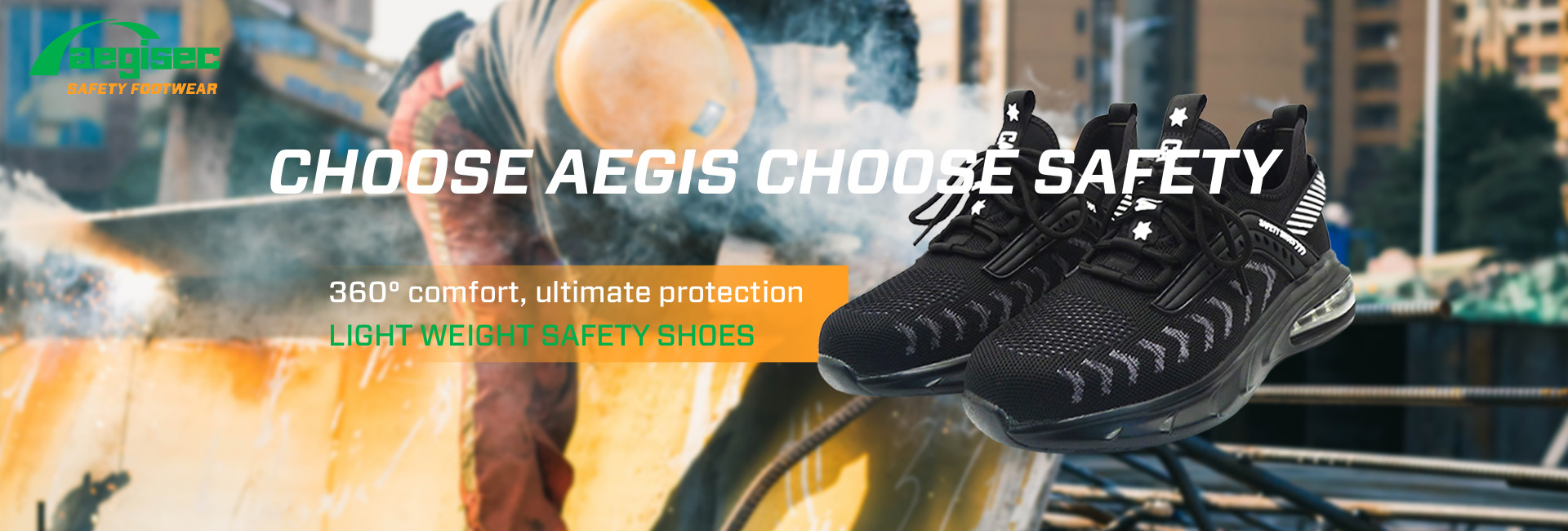 AEGISEC KPU composite toe cap safety shoes oil slip resistant light weight work boots for men