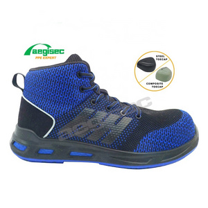 AEGISEC botas de seguridad hombre fly knit composite toe sports safety shoes slip resistant PU sole work boots