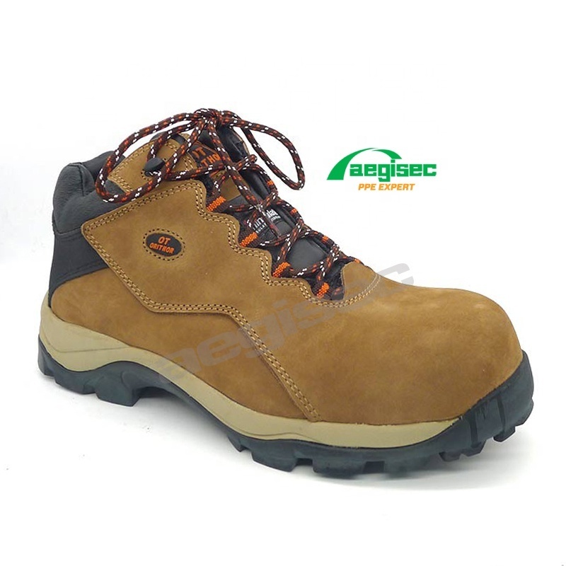 AEGISEC nubuck upper safety boots oli slip resistant rubber sole anti static steel toe shoes work boot