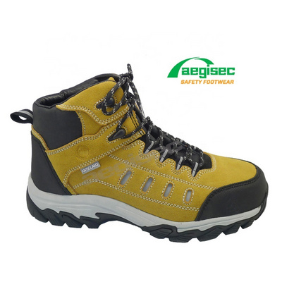 AEGISE CE steel toe cap wide work shoes suede leather slip resistant rubber sole prevent puncture industrial men safety boots