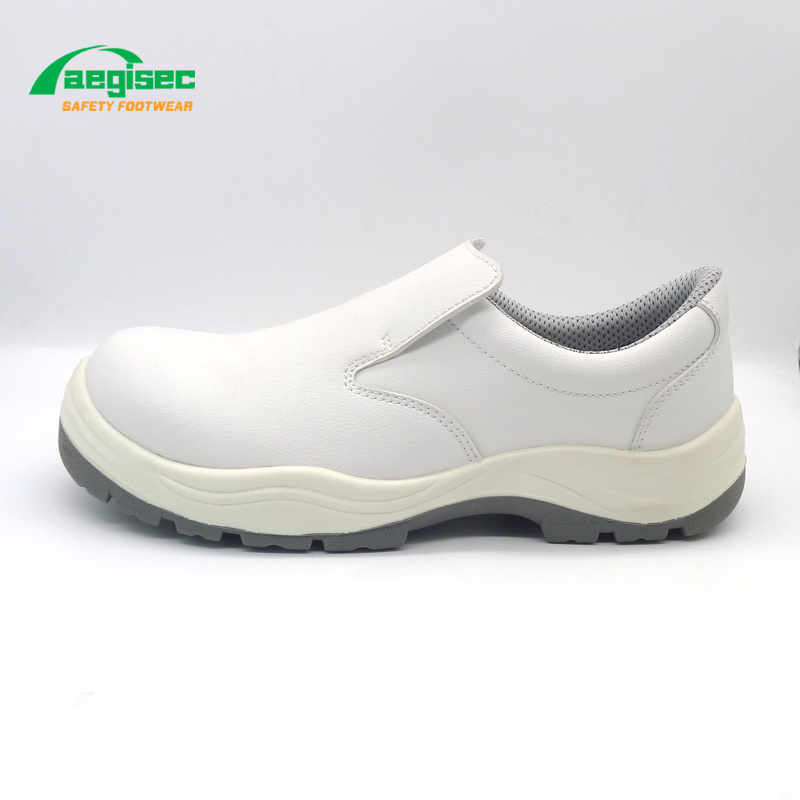 AEGISEC kitchen shoes white microfiber composite toe slip on chef work shoes