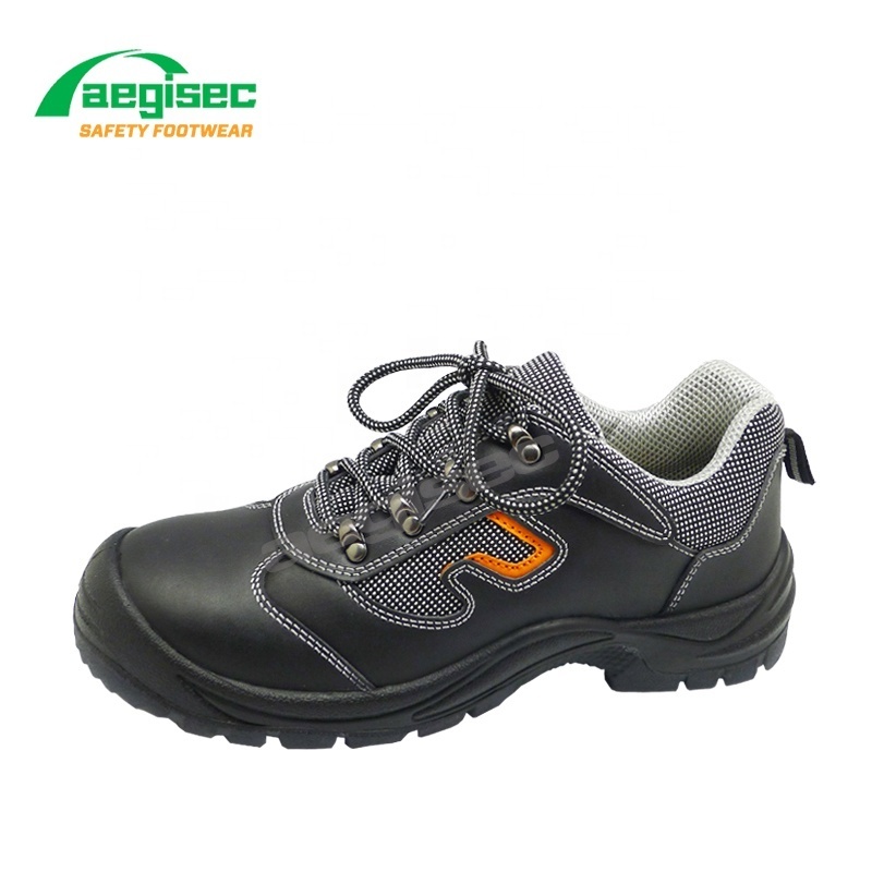 AEGISEC safety shoes steel toe cow leather slip oil resistant PU sole shoes safety metallic plate work shoes for man