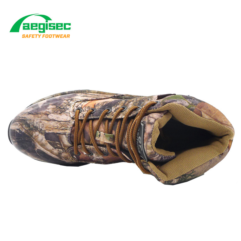 AEGISEC steel toe hiking shoes safety camouflage printed fabrics lightweight anti slip water proof sports safety shoes boots