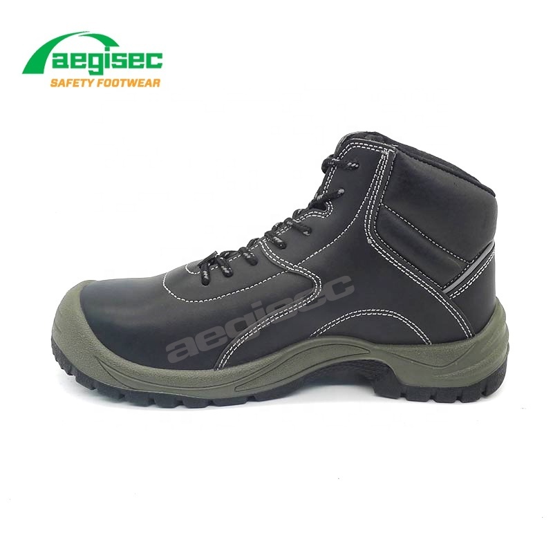 AEGISEC cow leather midi boot height slip oil resistant steel toe safety shoes men work boots