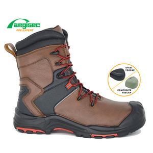 AEGISEC cow leather work hiking boots steel toe oil slip resistant safeguard safety boots