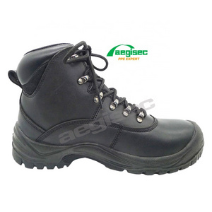 AEGISEC black cow leather slip oil resistant PU sole safety toe bota de seguridad men work safety boots with steel toe cap