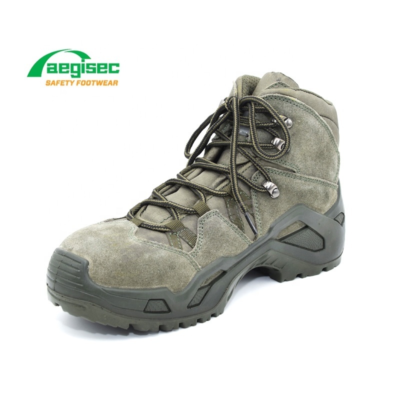 AEGISEC combat hiking boots cow suede steel toe boots slip oil resistant shoes for desert