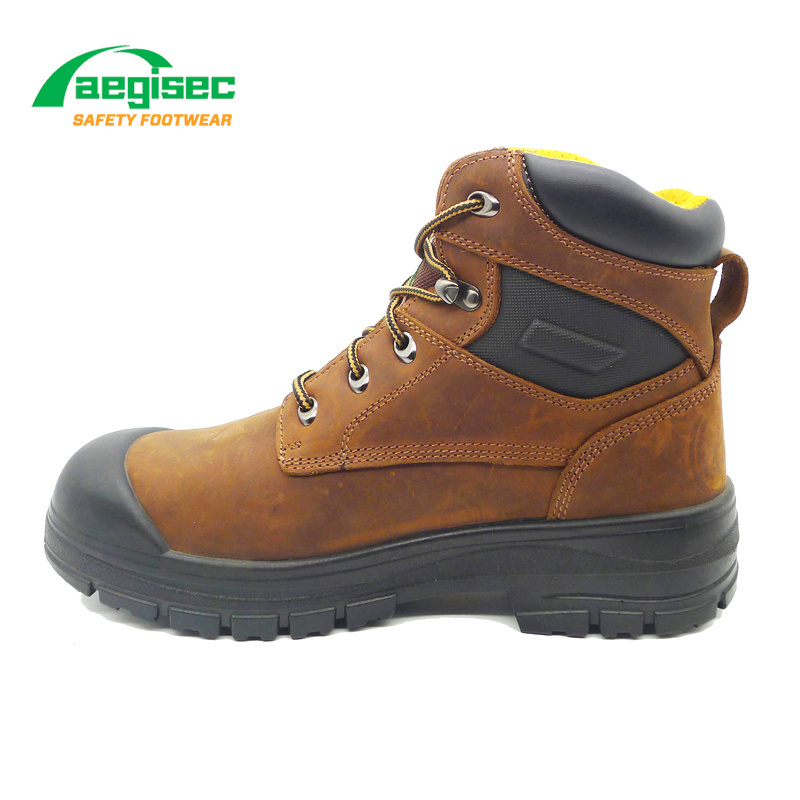 AEGISEC anti slip PU sole steel toe safety shoes crazy horse working boots climbing safety boots calzado de seguridad