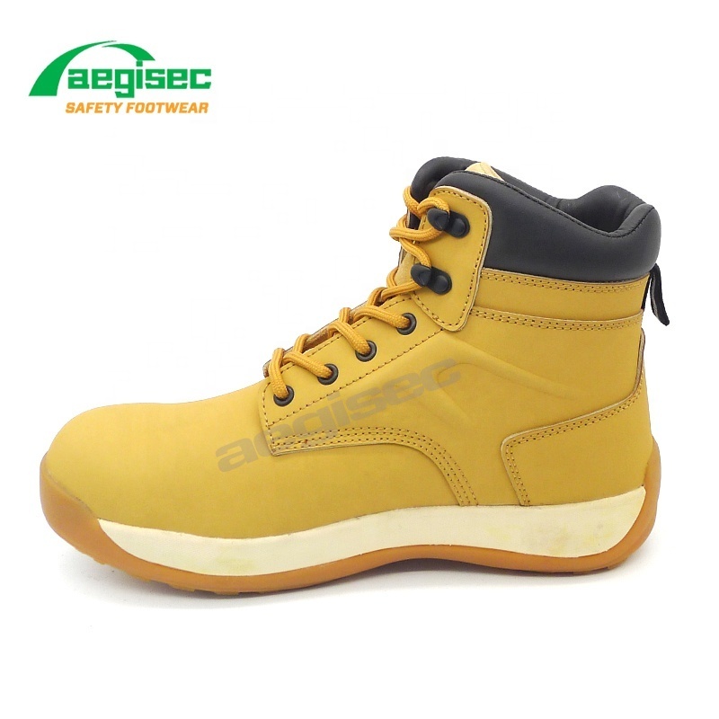 AEGISEC nubuck safety boots with steel toe cap anti-static light weight oil slip resistant rubber sole casual shoes for work