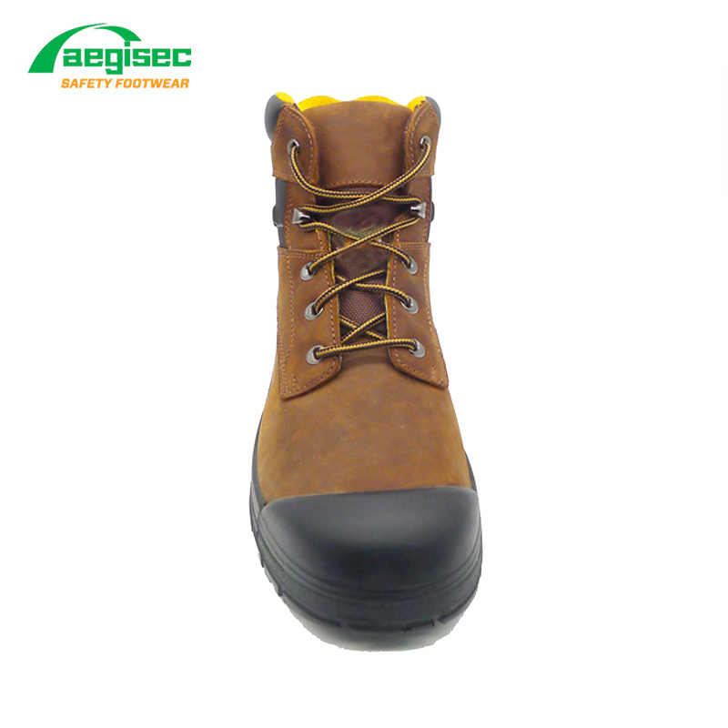 AEGISEC anti slip PU sole steel toe safety shoes crazy horse working boots climbing safety boots calzado de seguridad