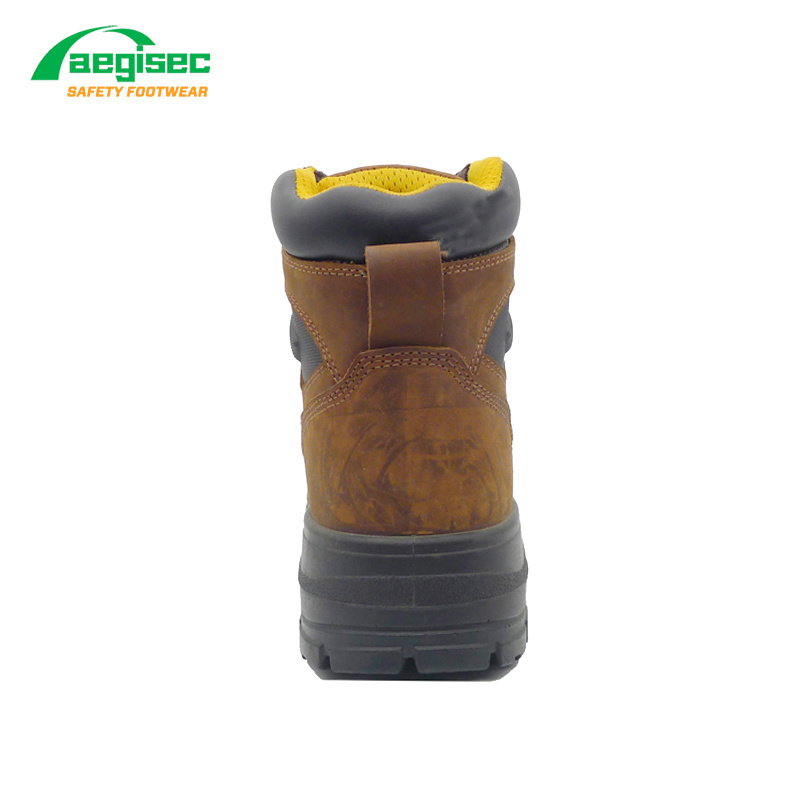 AEGISEC anti slip PU sole steel toe safety shoes crazy horse working boots climbing safety boots calzado de seguridad